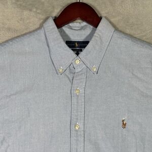 Ralph Lauren Shirt Mens XXL (Fits XL) Blue Oxford Short Sleeve Button Down